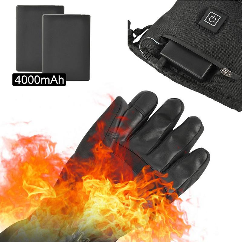 Šildomos pirštinės žiemos slidinėjimui Šildomos šiluminės pirštinės Įkraunamos dviračių šiluminės pirštinės su 3 pavaromis reguliuojamos pirštinės pirštinės