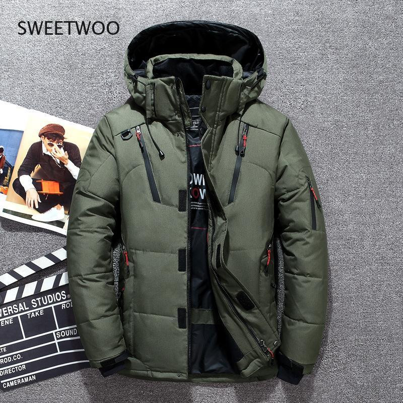 Vyriškas žiemos sporto parkas paltas storas šiltas baltas pūkinė striukė sniego striukė nuo vėjo