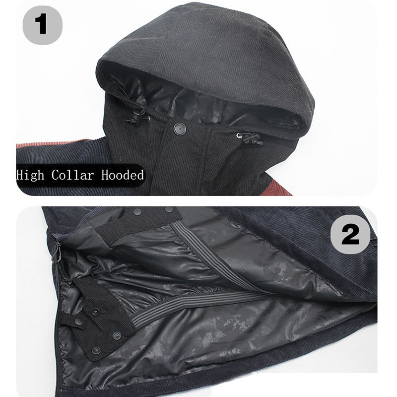 Nauja Slidinėjimo striukė Thermal Moterys Vyriški lauko sportiniai snieglenčių kostiumai su gobtuvu slidinėjimo komplektas Žygio striukė Vėjui atspari vandeniui Žieminiai drabužiai