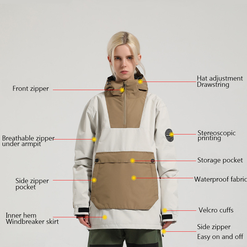 Žieminė Nauja Slidinėjimo striukė Moteriška Vyriška lauko snieglenčių kostiumas Šiltas slidinėjimo kostiumas su gobtuvu, vėjui atsparus vandeniui atsparus drabužis žygiams skirtos striukės viršus