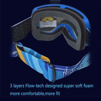 Χειμερινά νέα γυαλιά σκι σφαιρικά διπλά στρώματα κατά της ομίχλης Ανδρικές γυναικείες μάσκες για υπαίθρια αθλητικά σνόουμπορντ Σκι ποδηλασίας γυαλιά ιππασίας