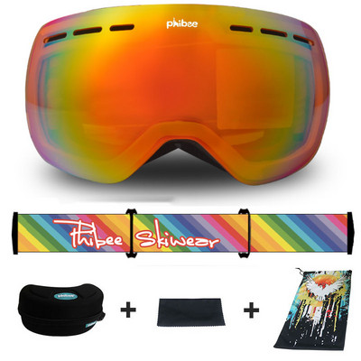 Nauji žieminiai slidinėjimo akiniai Sferiniai dvigubo sluoksnio nerasojantys akiniai vyrams Moterų kaukė lauko sportui snieglentei slidinėti dviračiais