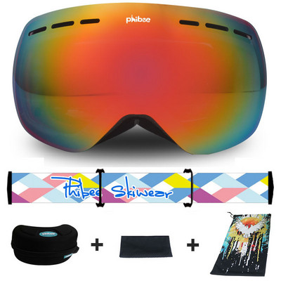 Nauji žieminiai slidinėjimo akiniai Sferiniai dvigubo sluoksnio nerasojantys akiniai vyrams Moterų kaukė lauko sportui snieglentei slidinėti dviračiais