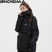 BNDGIMA Ski Wear Moteriškas megztinis su gobtuvu, atspindintis tendencijos slidinėjimo apranga, sustorėjusi, šiluma ir vandeniui atspari slidinėjimo įranga, moteriškas slidinėjimo kostiumas