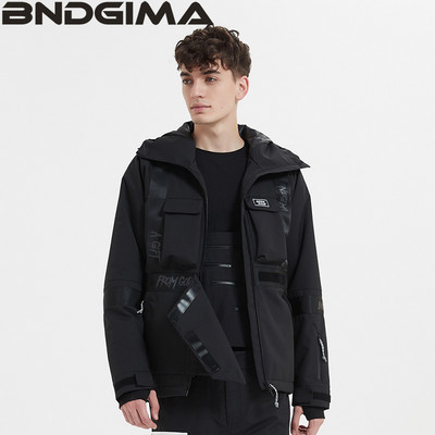BNDGIMA Ski Wear Moteriškas megztinis su gobtuvu, atspindintis tendencijos slidinėjimo apranga, sustorėjusi, šiluma ir vandeniui atspari slidinėjimo įranga, moteriškas slidinėjimo kostiumas