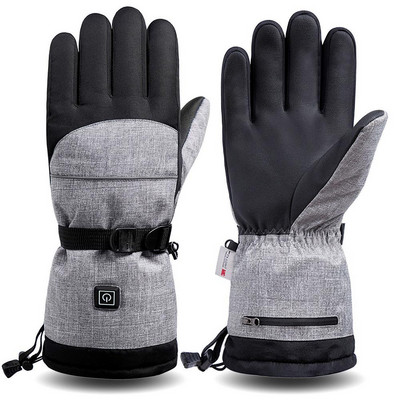 5000 mAh USB maitinamos elektra valdomos šildomos pirštinės Vyriškos žieminės termiškai šiltos jutiklinės pirštinės, vandeniui atsparios sniego slidinėjimo šildomos pirštinės