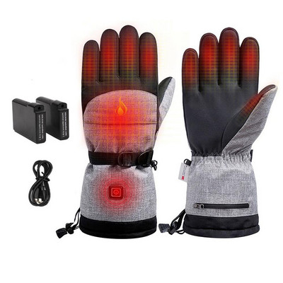 5000 mAh USB maitinamos elektra valdomos šildomos pirštinės Vyriškos žieminės termiškai šiltos jutiklinės pirštinės, vandeniui atsparios sniego slidinėjimo šildomos pirštinės