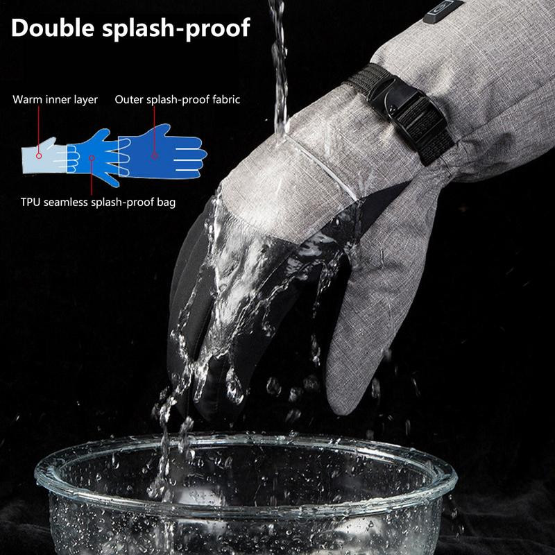 5000 mAh USB maitinamos elektra valdomos šildomos pirštinės Vyriškos žieminės termiškai šiltos jutiklinės pirštinės, vandeniui atsparios sniego slidinėjimo šildomos pirštinės