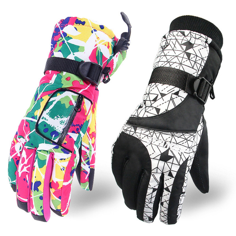 Žiemos šiltos moteriškos slidinėjimo pirštinės Sportinės kalnų moteriškos sniego kumštinės pirštinės lauke moterims snieglenčių pirštinės Neperšlampamos šildomos mergaičių pirštinės