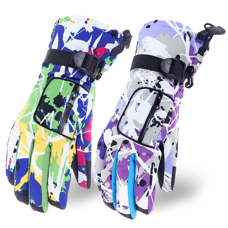 Žiemos šiltos moteriškos slidinėjimo pirštinės Sportinės kalnų moteriškos sniego kumštinės pirštinės lauke moterims snieglenčių pirštinės Neperšlampamos šildomos mergaičių pirštinės