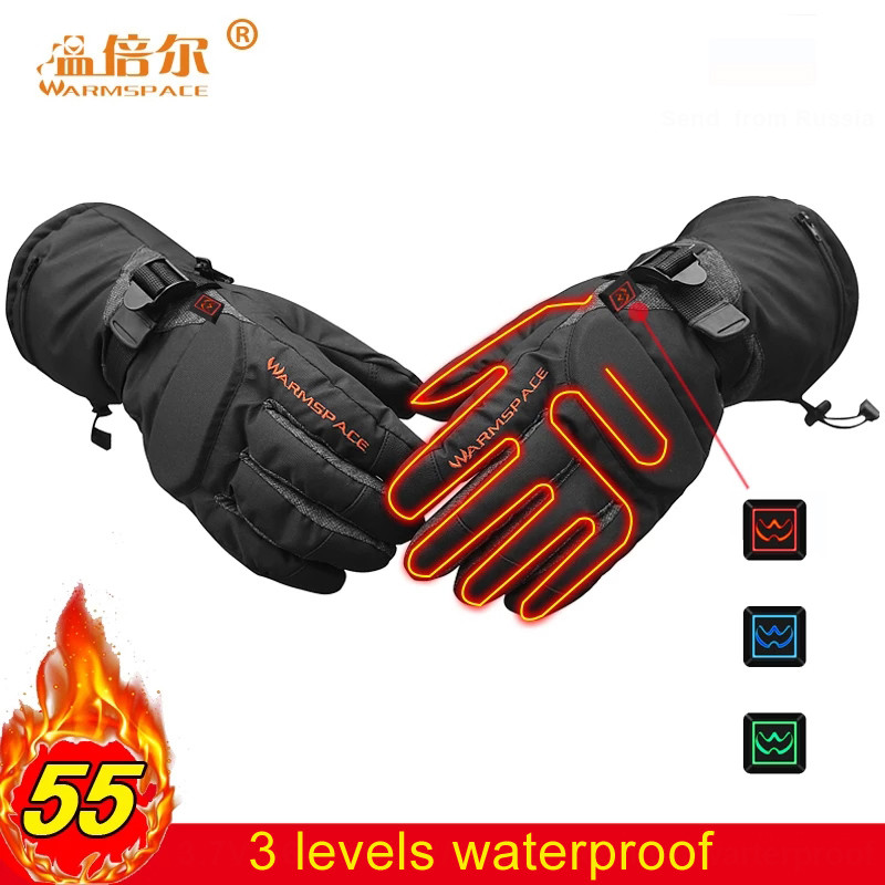 Elektra įkraunamos baterijos šildomos pirštinės Smart Control Šiltos ilgesnės žiemos lauko vandeniui atsparios sportinės dviračių slidinėjimo pirštinės