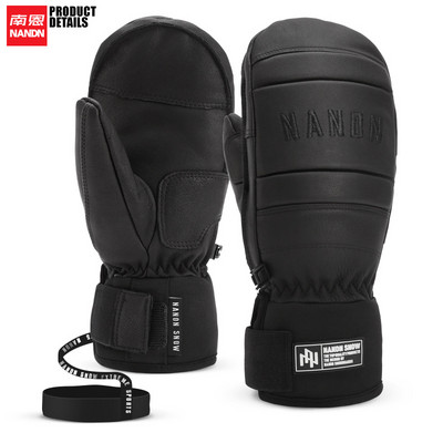 Žieminės aukštos kokybės vyrų ir moterų slidinėjimo pirštinės Odinės šiltos, vandeniui atsparios, vėjui atsparios snieglenčių slidinėjimo pirštinės