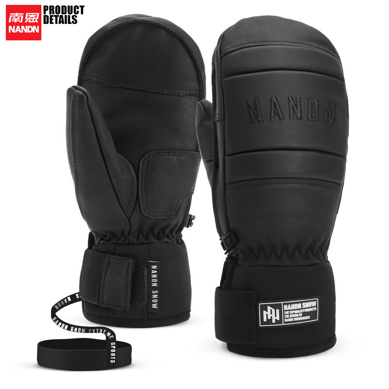 Žieminės aukštos kokybės vyrų ir moterų slidinėjimo pirštinės Odinės šiltos, vandeniui atsparios, vėjui atsparios snieglenčių slidinėjimo pirštinės