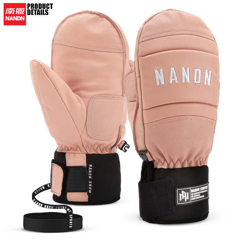 Žieminės aukštos kokybės vyrų ir moterų slidinėjimo pirštinės Odinės šiltos, vandeniui atsparios, vėjui atsparios snieglenčių slidinėjimo pirštinės