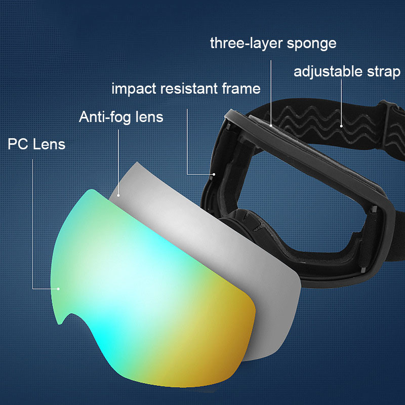 Nerasojanti slidinėjimo kaukė Dvisluoksniai lęšiai Vyriški Moteriški Sniego akiniai Žieminiai Lauko Sportas Neperšlampami Slidinėjimo Snieglenčių akiniai Įranga