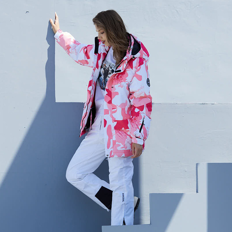 -30 naujų moteriškų slidinėjimo striukių ir kelnių rinkinys, atsparus vėjui ir vandeniui atsparus lauko sniego kostiumas žiemai, šiltas snieglenčių slidinėjimo kostiumas