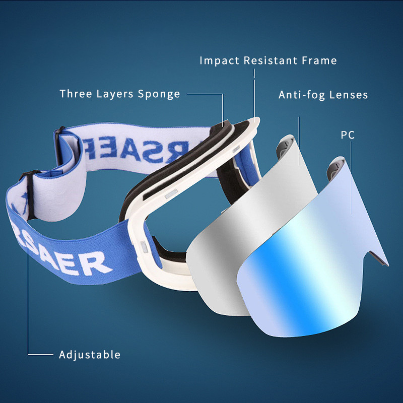 Dvisluoksniai moteriški sniego akiniai Magnetiniai moteriški slidinėjimo akiniai sportiniai vyriški akiniai nuo rasojimo kalnų lauko vyriškos motociklų kaukės