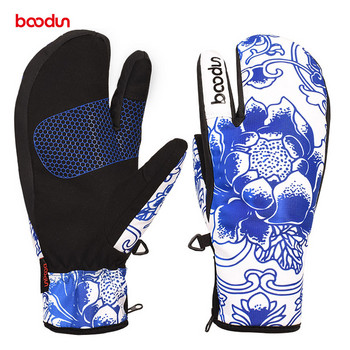 Boodun Дамски зимни водоустойчиви ски ръкавици Сноуборд ръкавици Възрастни Ветроустойчиви ски Спортни неплъзгащи се ръкавици Сняг Памук Топли ръкавици