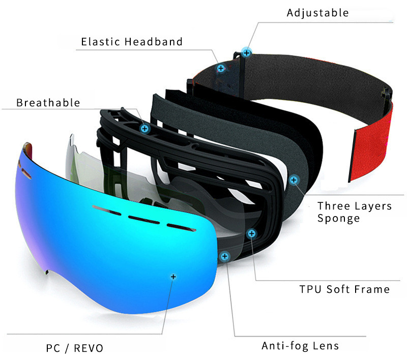 Dvoslojne muške Motocross Googles Sport Ženske magnetne snježne naočale protiv magljenja Ženske skijaške naočale Planinske muške moto maske