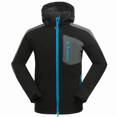 Jakna za snowboard na otvorenom Muškarci Zimska Softshell gornja odjeća otporna na vjetar Odjeća s kapuljačom za planinarenje Crna Za skijanje Planinarenje Kampiranje Ribolov