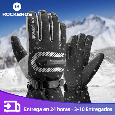 ROCKBROS Winter Cycling Full Finger Gloves Outdor Σκι Πεζοπορία σπορ Keep Warm Gloves Αντιανεμικά γάντια ποδηλάτου