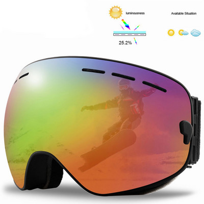 Loogdeel Nove skijaške naočale Dvoslojne UV400 velike maske protiv zamagljivanja naočale Skijaške naočale za snijeg Muške žene Snowboard naočale