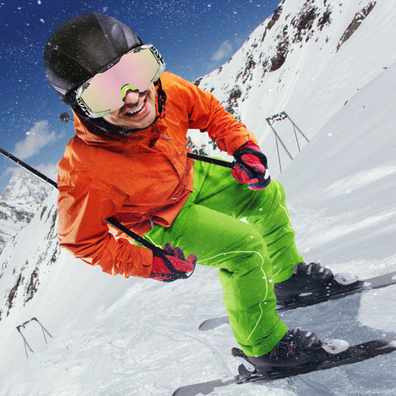 Slidinėjimo akiniai nuo saulės daugiafunkciniai akių apsaugos nuo rasojimo juostelės / dėmių spausdinimo dvigubo sluoksnio snieglenčių akiniai suaugusiems