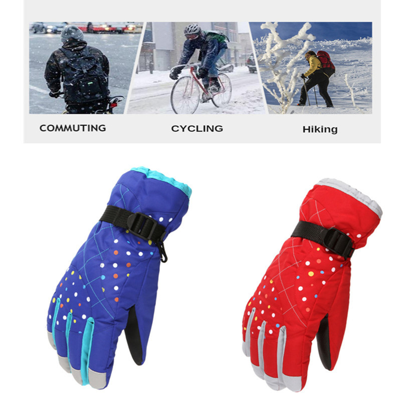 Žiemos šiltos sportinės dviračių snieglenčių pirštinės Moteriškos plius aksominės storinančios slidinėjimo pirštinės Lauko motociklų važiavimo sniego pirštinės