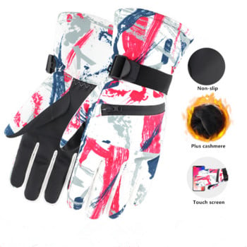 Γάντια σκι Winter Cold Protection Outdoor Plus Velvet Waterproof Warm Gloves Thickened Riding Boarding Travel Touch Screen Glove