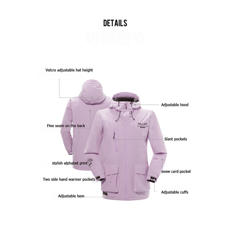 Slidinėjimo kostiumas vyrams ir moterims Žiema, šilta, atspari vėjui, vandeniui atspari lauko sportui Sniego striukės Hot Ski Equipment Snieglenčių slidinėjimo striukė