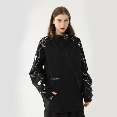 Nauja populiariausia žieminė slidinėjimo striukė Moteriška lauko sportinė snieglenčių striukė Vyriška slidinėjimo kostiumas, atsparus vėjui, atsparus vandeniui, šiltas sniego paltas su gobtuvu