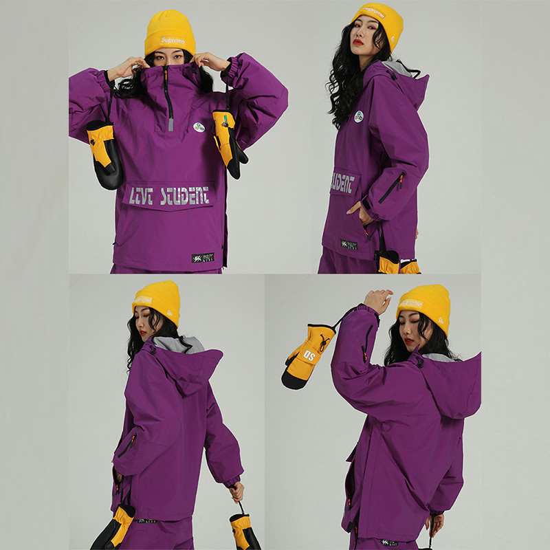 Moteriškas šiltas slidinėjimo kostiumas su gobtuvu, vyriškas, neperšlampamas, neperšlampamas, vėjui atsparus atspindintis slidinėjimo snieglentė, atsparus vandeniui, moteriškas slidinėjimo striukė