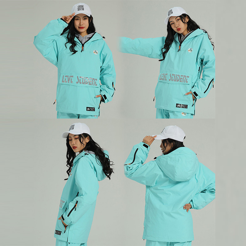 Moteriškas šiltas slidinėjimo kostiumas su gobtuvu, vyriškas, neperšlampamas, neperšlampamas, vėjui atsparus atspindintis slidinėjimo snieglentė, atsparus vandeniui, moteriškas slidinėjimo striukė