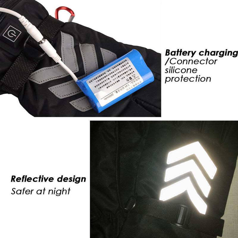 Trijų greičių termostatas elektrinis šildymas atspindinčios pirštinės Motociklas Automobilis Slidinėjimas Šildomos Pirštinės Ličio baterijos maitinamos