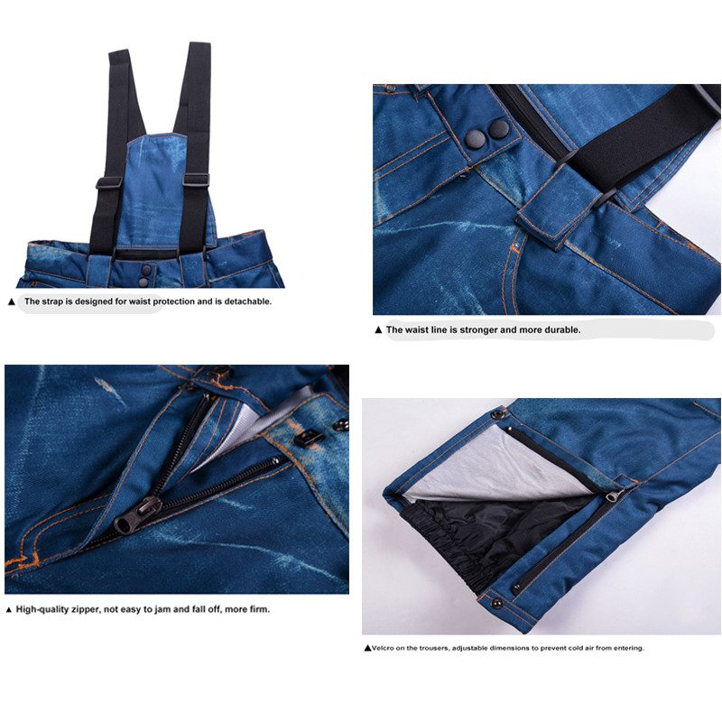 Moteriškos slidinėjimo kelnės Vėjui atsparios vandeniui storos šiltos snieglentės Aukštos kokybės džinsai Moteriškos lauko sportinės slidinėjimo sniego motociklo žieminės kelnės