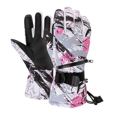 Thermal Fingers Slidinėjimo pirštinės su jutikliniu ekranu Vyriškos Moteriškos žieminės vilnos vandeniui atsparios šiltos snieglenčių pirštinės, skirtos slidinėjimui