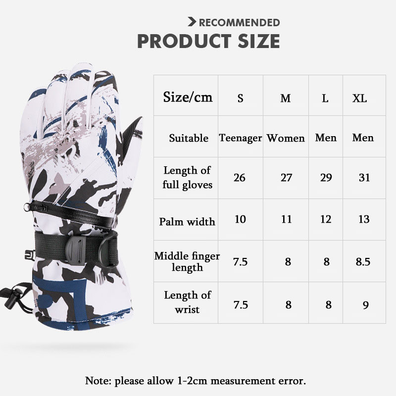 Thermal Fingers Slidinėjimo pirštinės su jutikliniu ekranu Vyriškos Moteriškos žieminės vilnos vandeniui atsparios šiltos snieglenčių pirštinės, skirtos slidinėjimui