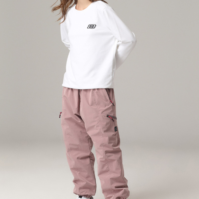 Iarna Bărbați Femei Pantaloni de snowboard cu bretele cu picior din bumbac cu cleme impermeabile Salopete calde, respirabile, Pantaloni de schi casual largi