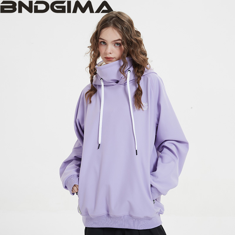 BNDGIMA Hoodie Moteriškas šiltas slidinėjimo kostiumas su gobtuvu Moteriškas vyriškas, atsparus vėjui, atspindintis slidinėjimo snieglenčių striukė Lauko drabužiai
