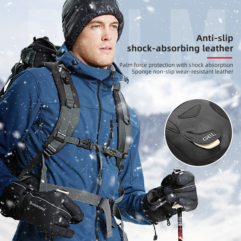 Slidinėjimo pirštinės, 2021 m. žiema, atsparios vėjui, vyrų ir moterų važinėjimas kalnų dviračiais lauke Apsauga nuo šalčio Storos kišenės sulaiko šilumą.