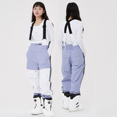 Moteriškos slidinėjimo kelnės Naujos profesionalios pakabinamos, vandeniui atsparios, vėjui atsparios snieglenčių kelnės, laisvos violetinės vientisos kelnės