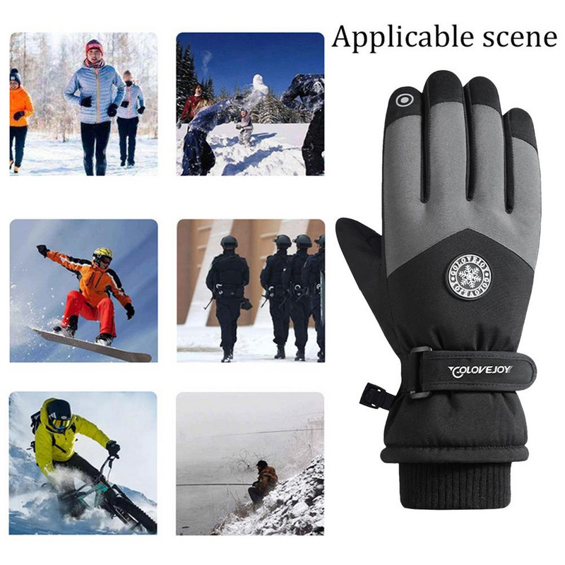Pora slidinėjimo pirštinės Jutiklinis ekranas žiemos šiltos snieglenčių pirštinės, atsparios vandeniui žygiams dviračiu motociklams terminės sniego pirštinės 1 pora