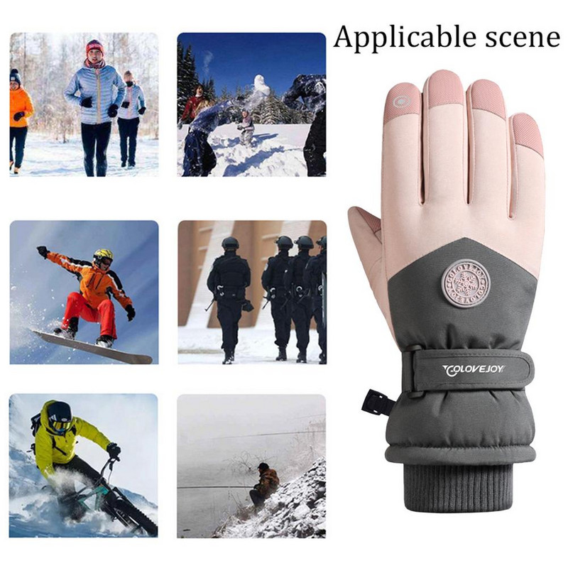 Pora slidinėjimo pirštinės Jutiklinis ekranas žiemos šiltos snieglenčių pirštinės, atsparios vandeniui žygiams dviračiu motociklams terminės sniego pirštinės 1 pora