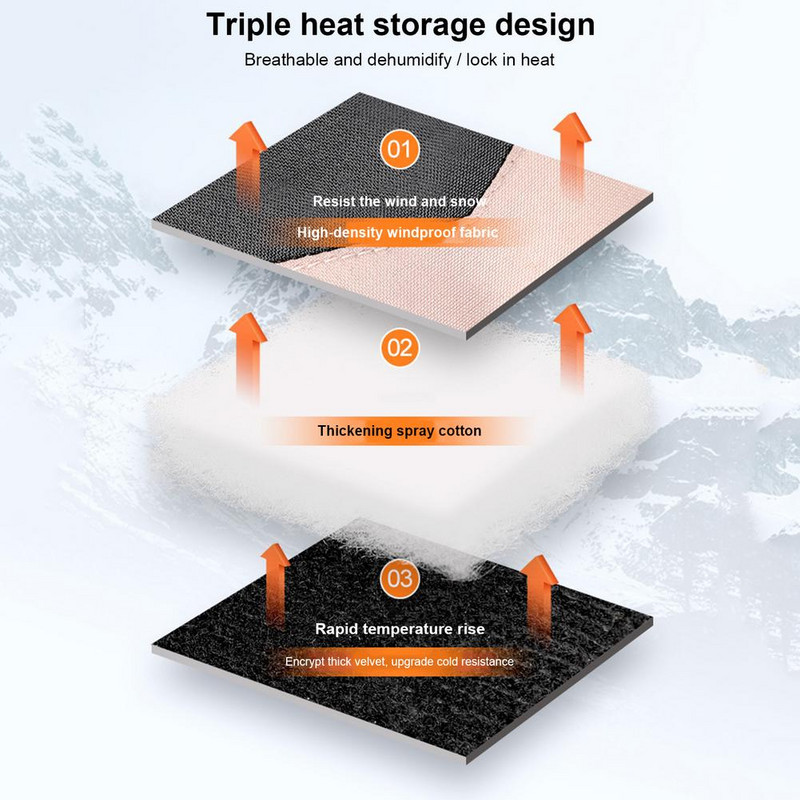 Pora slidinėjimo pirštinės Jutiklinis ekranas žiemos šiltos snieglenčių pirštinės, atsparios vandeniui žygiams dviračiu motociklams terminės sniego pirštinės 1 pora