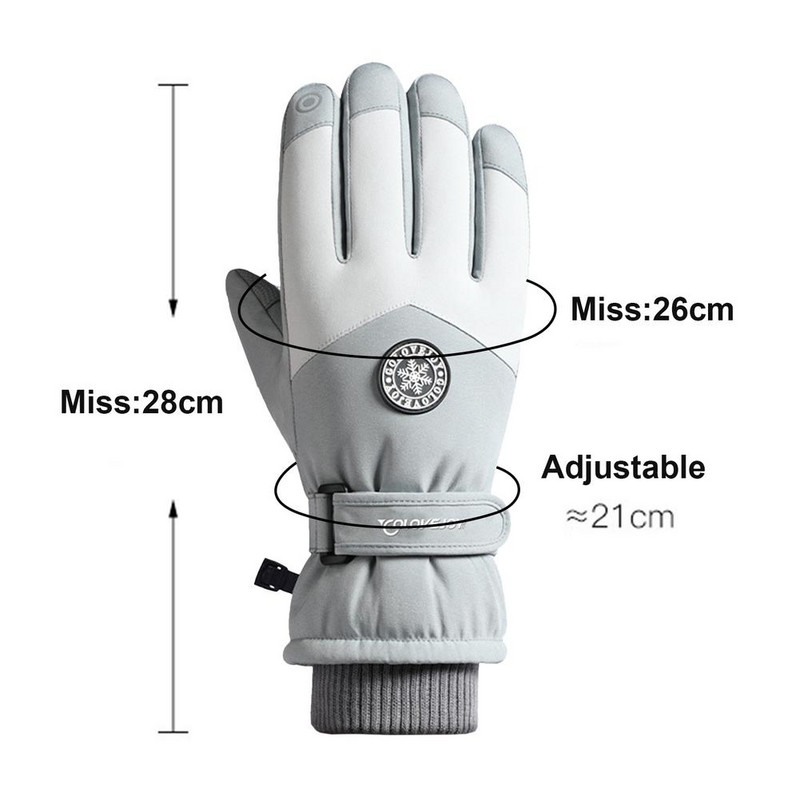 Pora slidinėjimo pirštinės Jutiklinis ekranas žiemos šiltos snieglenčių pirštinės, atsparios vandeniui žygiams dviračiu motociklams terminės sniego pirštinės 1 pora