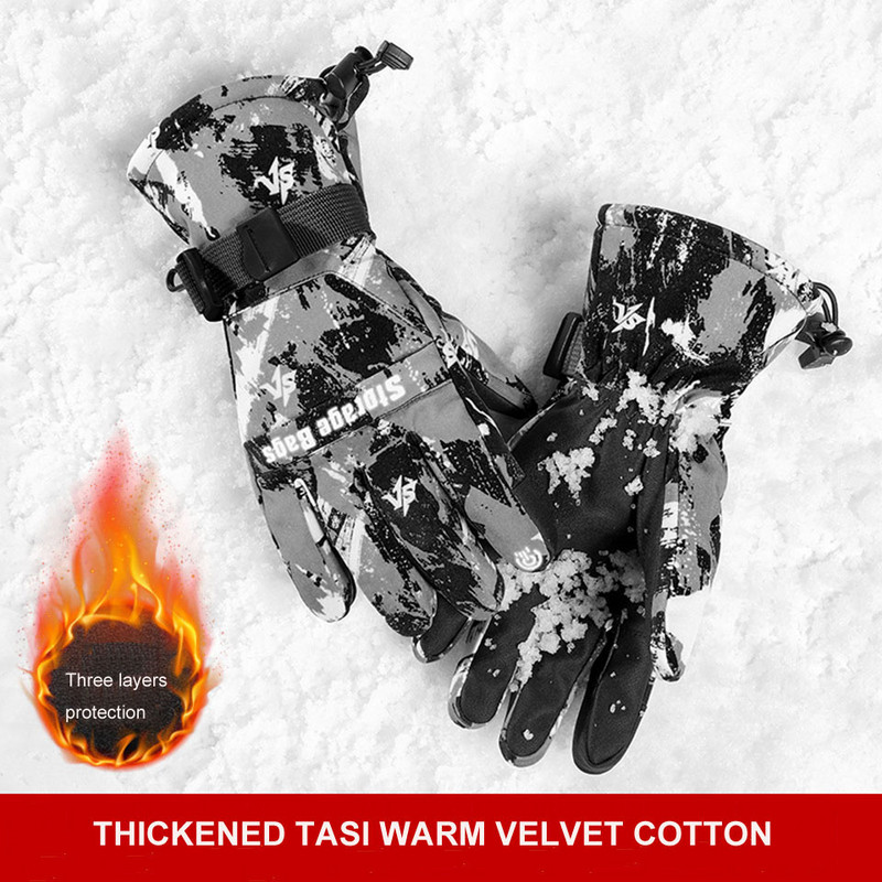 Vyriškos Moteriškos Slidinėjimo Pirštinės Žieminės Lauko Neperšlampamos Vėjui Neperšlampamos Storos Šiltos Vilnos snieglenčių pirštinės Dviračių sportui Slidinėjimo pirštinės su jutikliniu ekranu
