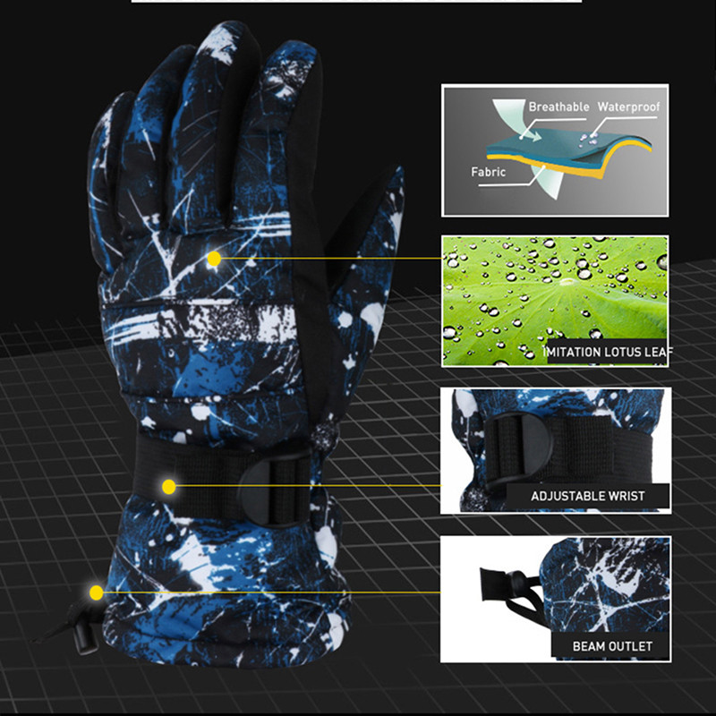 Šiltos slidinėjimo pirštinės Ultralengvos vandeniui atsparios žiemos snieglenčių snieglenčių pirštinės lauko dviračių kvėpuojančios pirštinės vyrams, moterims, vaikams