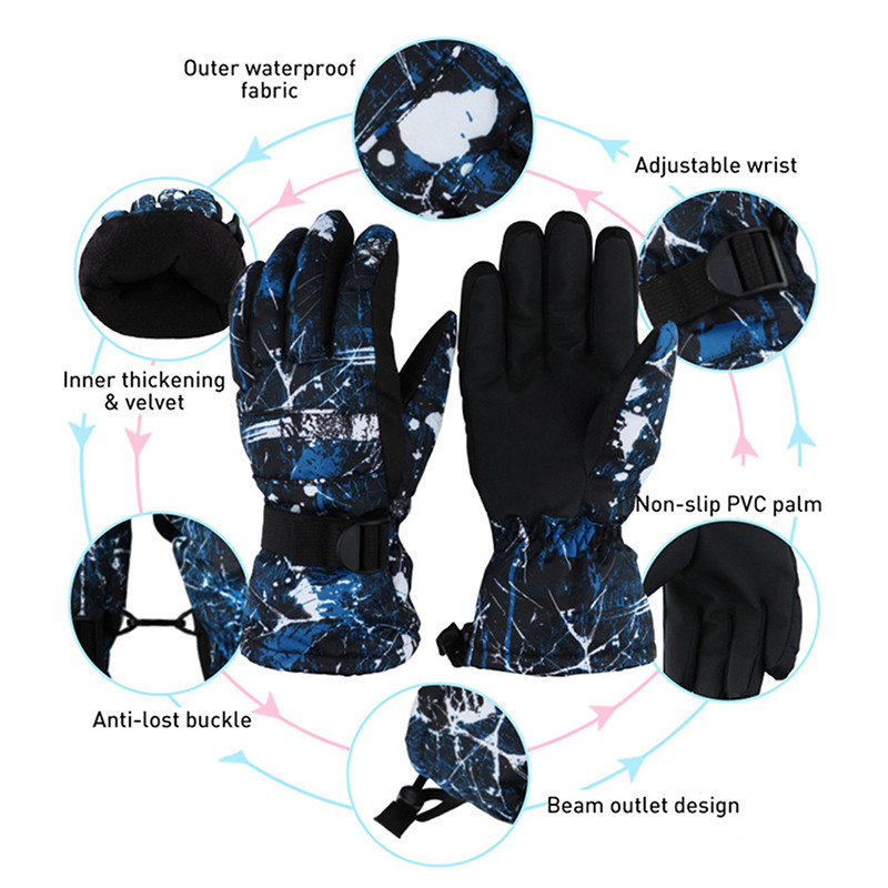 Šiltos slidinėjimo pirštinės Ultralengvos vandeniui atsparios žiemos snieglenčių snieglenčių pirštinės lauko dviračių kvėpuojančios pirštinės vyrams, moterims, vaikams