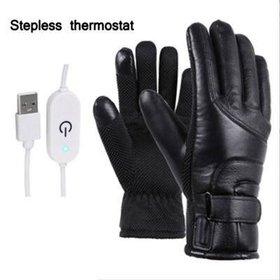 2021 NAUJOS Žiemos šildomos pirštinės Elektrinės šildomos pirštinės vandeniui atsparios vėjui jutiklinis ekranas USB maitinamos šildomos pirštinės vyrams, moterims