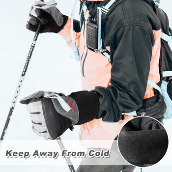 Мъжки зимни сноуборд ски ръкавици PU кожени нехлъзгащ се сензорен екран Водоустойчив мотоциклет Колоездене Поларени топли снежни ръкавици Дамски